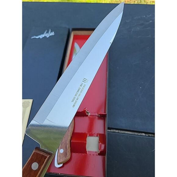 Vintage MAXAM 2 Pc Fine Stainless Steel Knife Set Chef's Wood Handle - Picture 3 of 8